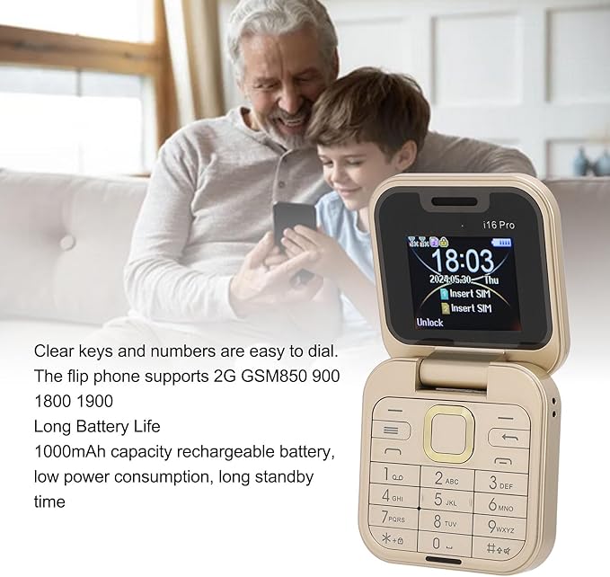 Teléfono plegable con doble pantalla i16 Pro oro