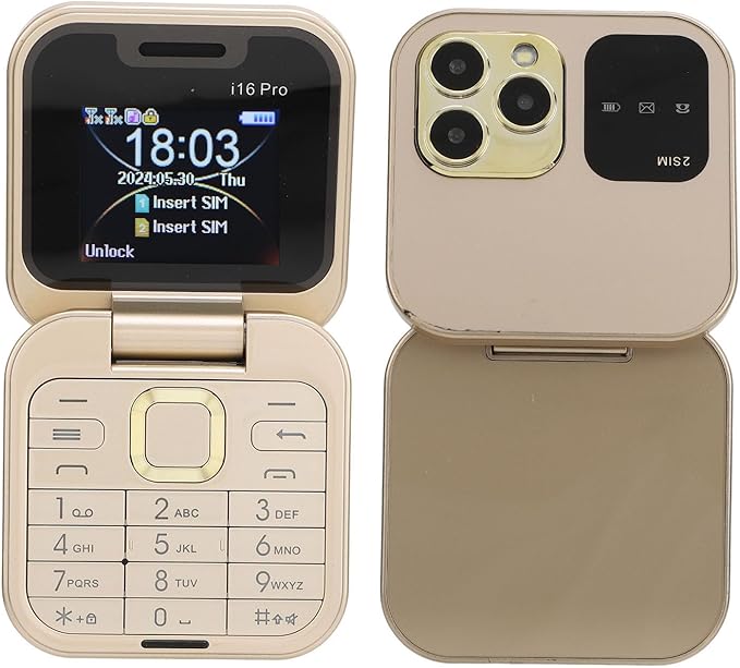 Teléfono plegable con doble pantalla i16 Pro oro