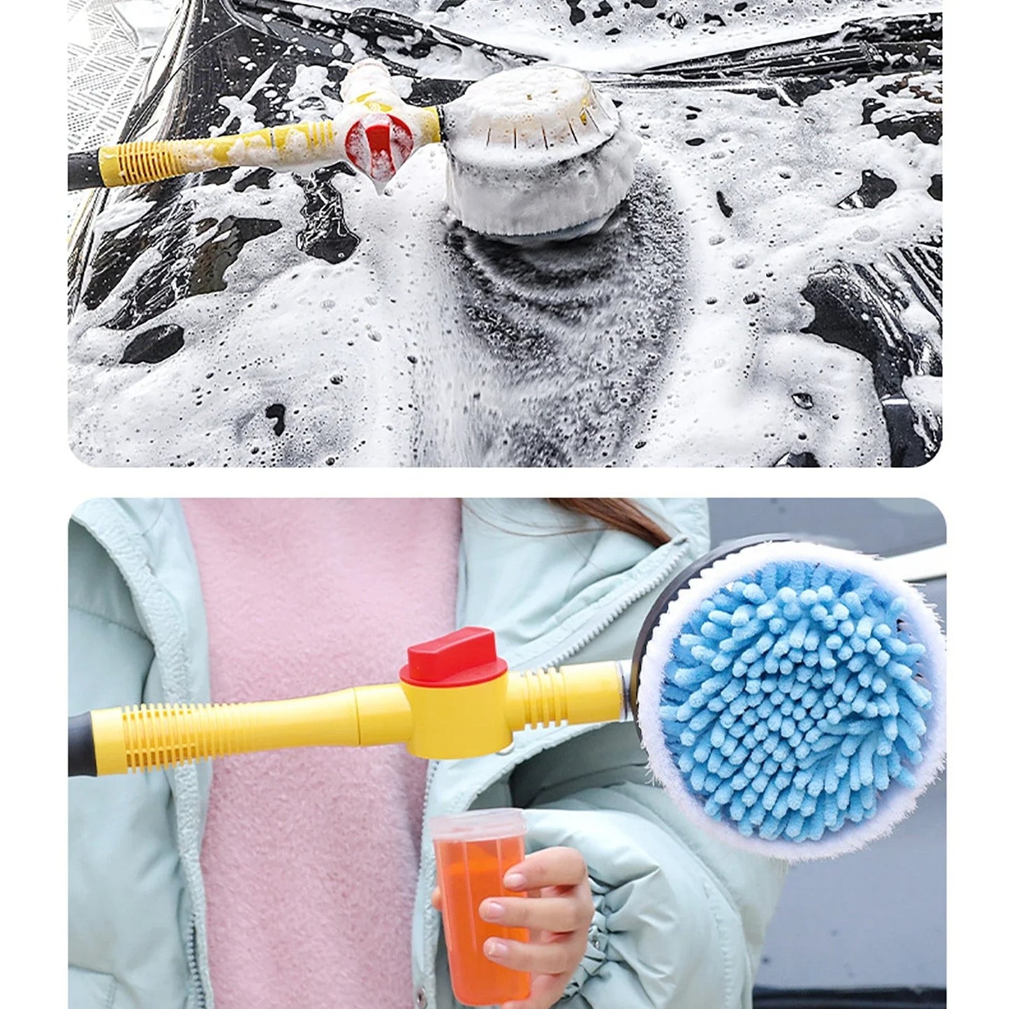 🚗 Cepillo de Limpieza Multifuncional para Coche – Con Pistola de Pulverización y Espuma Automática 🧼💦