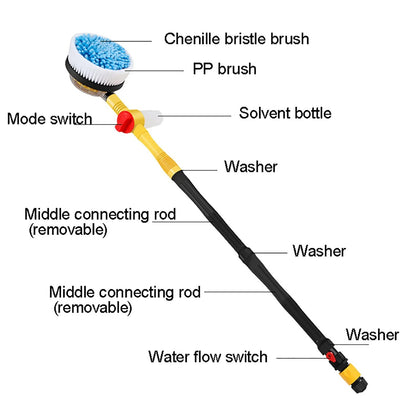 🚗 Cepillo de Limpieza Multifuncional para Coche – Con Pistola de Pulverización y Espuma Automática 🧼💦